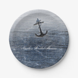 Blue Wood Elegant Nautical Beach Sea Party Custom Pappteller