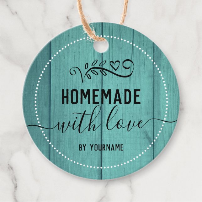 Blue Wood Extravagante Skriptemade mit Liebe Busin Geschenkanhänger (Vorderseite)