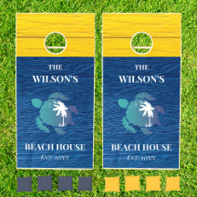 Blue Wood Family Name Sea Turtle Beach House