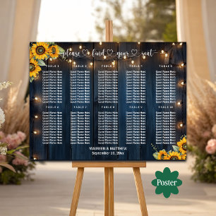 Blue Wood String Lights 10 Tische Hochzeitssitze Poster