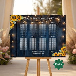 Blue Wood String Lights 8 Tische Hochzeitssitze Poster
