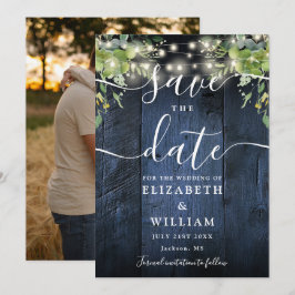 Blue Wood String Lights Greenerity Foto Wedding Save The Date