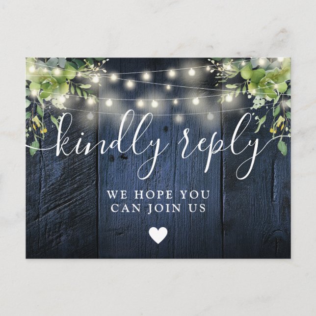 Blue Wood String Lights Song Request UAWG Postcard Einladungspostkarte (Vorderseite)