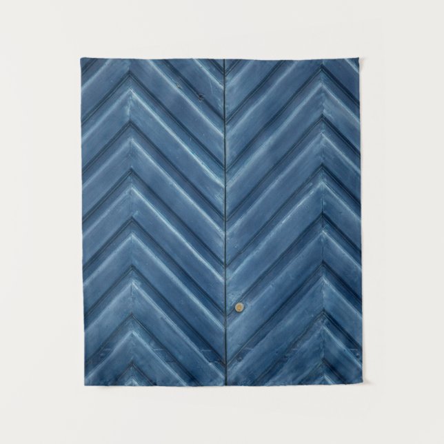 Blue wooden chevron wall wandteppich (Vorderseite)