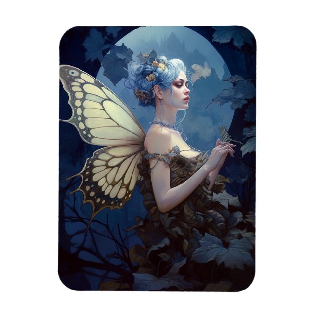 Blue Woodland Faiasy Fantasy Art Magnet (Vertikal)