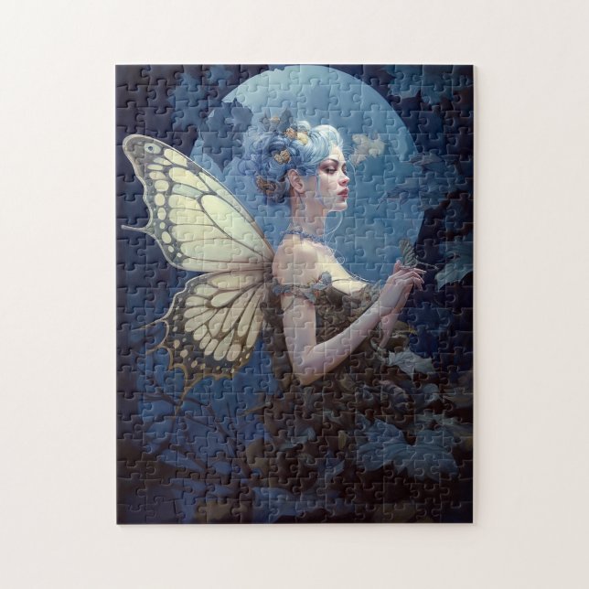 Blue Woodland Faiasy Fantasy Art Puzzle (Vertikal)