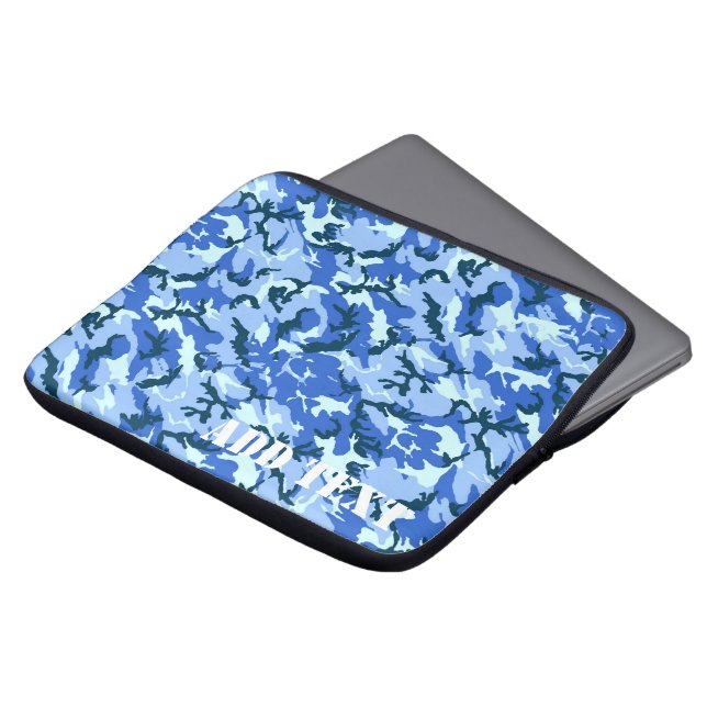 Blue Woodland Military Camouflage Laptopschutzhülle (Vorne Oben)