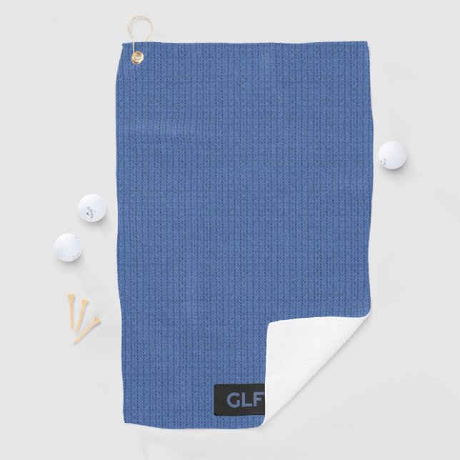 Blue Wool Strick - Benutzerdefinierte Initialen /  Golfhandtuch (Insitu)