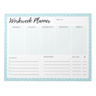 Blue Workweek Planer Notizblock