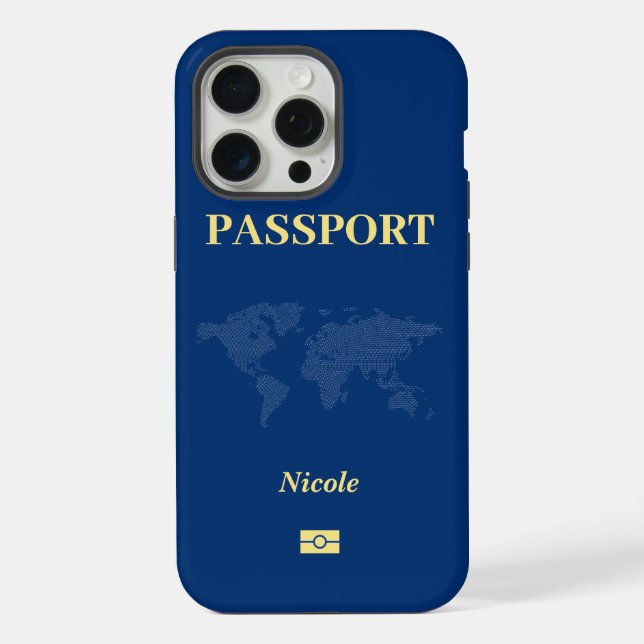 Blue World Map Passport iPhone Hülle (Rückseite)