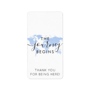 Blue World Map Reise beginnt Mini Candy Bar Wrap Adressaufkleber