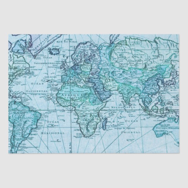 Blue World Map Seidenpapier (Vorderseite)