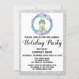 Blue Wreath Weihnachtsgesellschaft Weihnachtsfeier Einladung