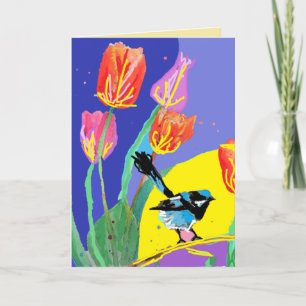 Blue Wren Australian Wrens Birds Birthday Card Karte