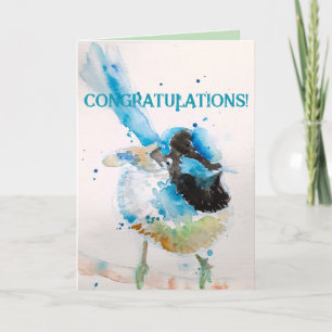 Blue Wren Watercolor Herzlichen Glückwunsch Aqua Karte