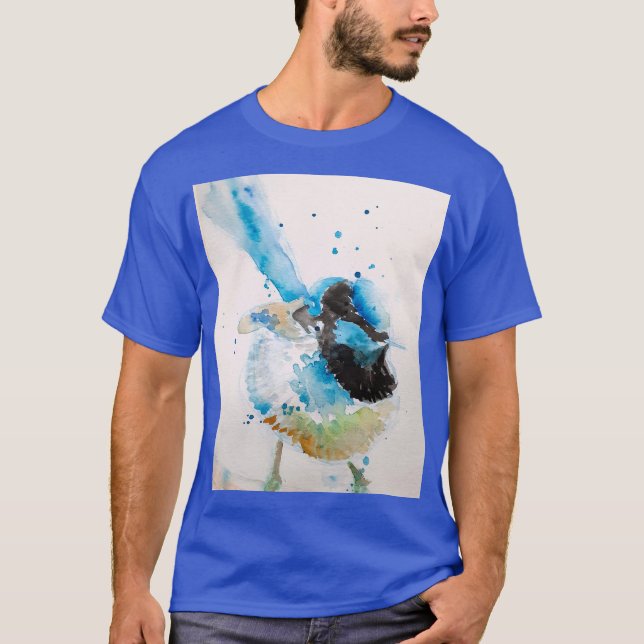 Blue Wren Watercolor Painting Australian Birds T-Shirt (Vorderseite)