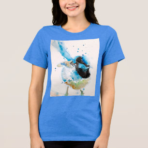 Blue Wren Watercolor Painting Australian Birds Tri-Blend Shirt