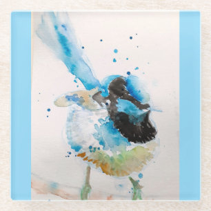 Blue Wren Wrens Watercolor Baby Blue Australian Glasuntersetzer