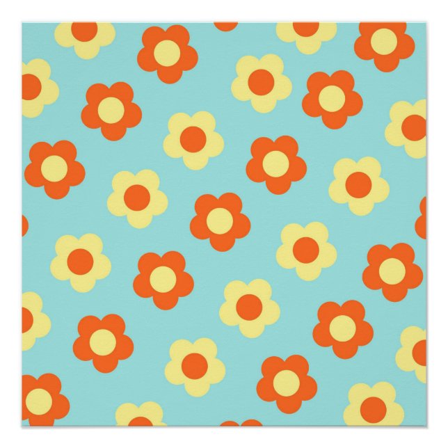 Blue Y2K Bold Wildblume Vibranning Spring Art Poster (Vorderseite)