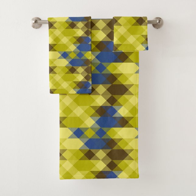 Blue Yellow and tan geometric Badhandtuch Set (Insitu)
