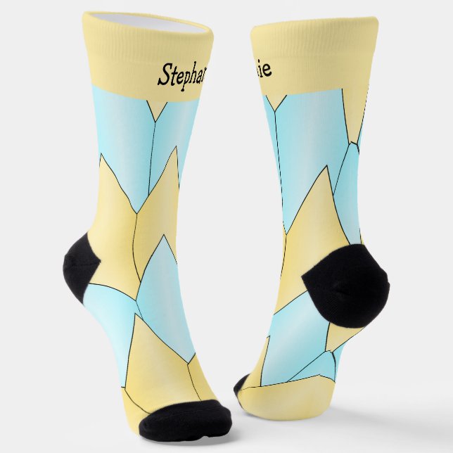 Blue Yellow Art Deco Design Socken (Gewinkelt)