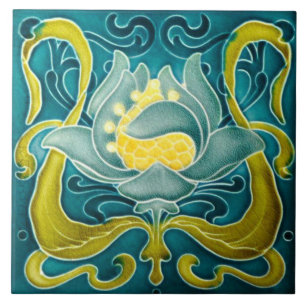 Blue & Yellow Art Nouveau Wall Tile Fliese