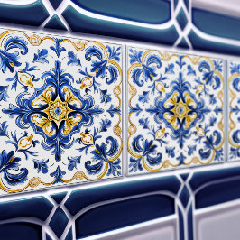 Blue & Yellow Azulejo Talavera Ceramic Tile Fliese