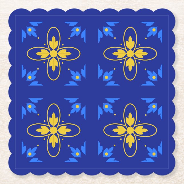 Blue & Yellow Azulejo Untersetzer (Vorderseite)