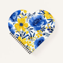 Blue & Yellow Blossom Herzbuch Notizbuch