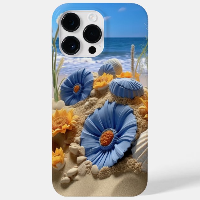 BLUE & YELLOW BLUMEN AUF EINEM SANDSTRAND Case-Mate iPhone HÜLLE (Rückseite)
