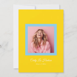 Blue Yellow Bold Minimal High School Photo Grad Ankündigung