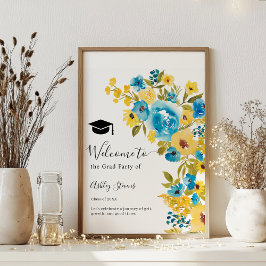 Blue Yellow Bold Wildblume Abschluss Empfang Poster