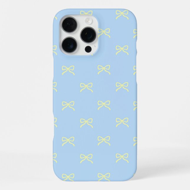 Blue Yellow Bow Pattern Coquette Girly Spring iPhone Hülle (Rückseite)