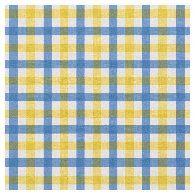 Blue & Yellow Bright Summer Gingham Kariert / Tart Stoff (Nahaufnahme)
