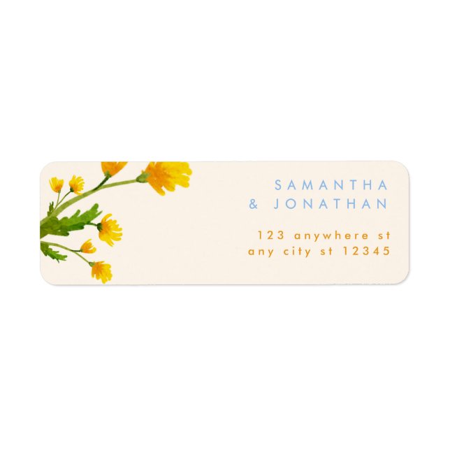 Blue & Yellow buttercup editable wedding Label (Vorne)