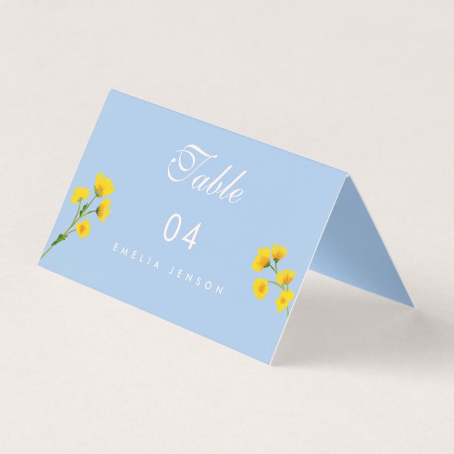 Blue & Yellow buttercup Wedding table numbers (Vorderseite)