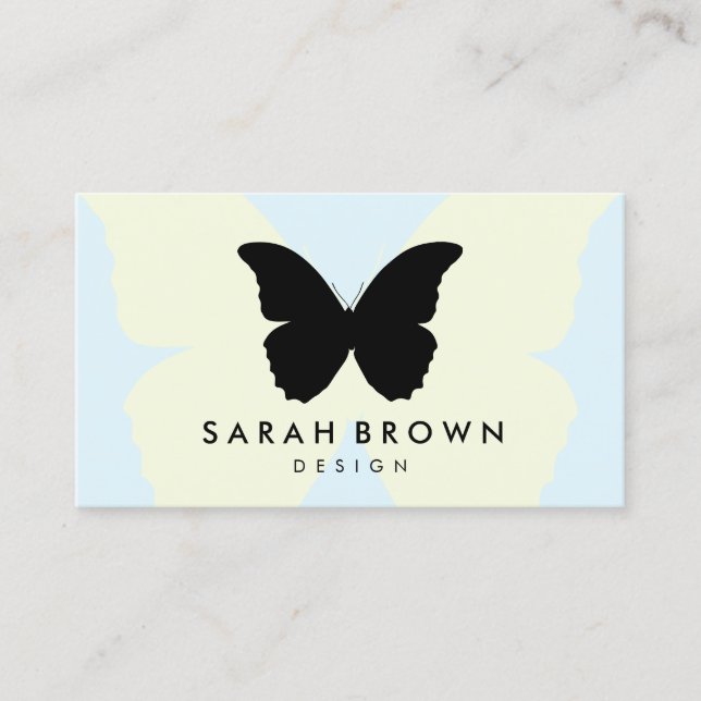 Blue & Yellow Butterfly | Elegant Professional Visitenkarte (Vorderseite)