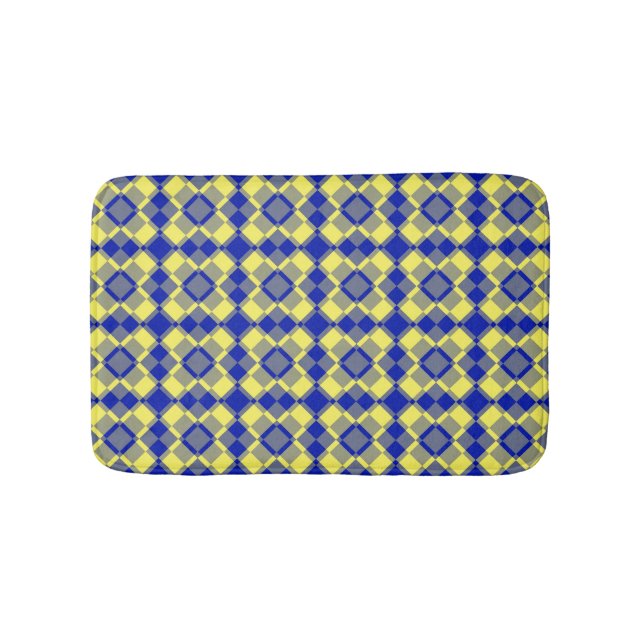 Blue Yellow Checker Argyle Pattern Badematte (Vorderseite)