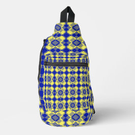 Blue Yellow Checker Argyle Pattern Crossbody Bag