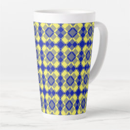 Blue Yellow Checker Argyle Pattern Milchtasse