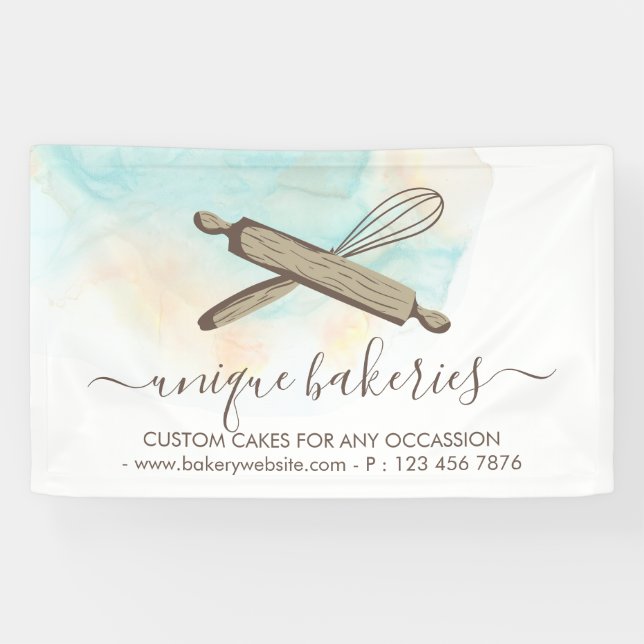 Blue Yellow Circle Baker Cake Maker Banner (Horizontal)