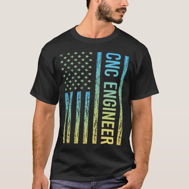 Blue Yellow CNC Engineer T-Shirt (Vorderseite)
