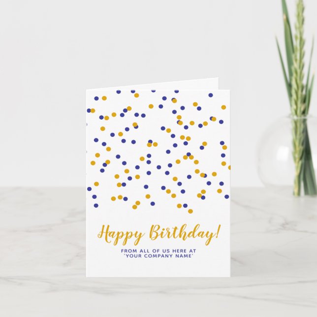 Blue Yellow Confetti Custom SVG Happy Birthday Karte (Vorderseite)