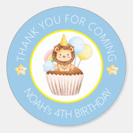 Blue Yellow Cute Watercolor Kids Birthday Sticker