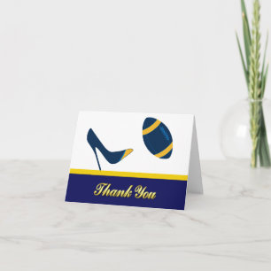 Blue & Yellow Football Wedding Dankeschön Card Dankeskarte
