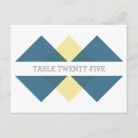 Blue Yellow Geometric Triad Tischnummer Postkarte
