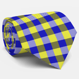 Blue Yellow Gingham Karo Design Krawatte