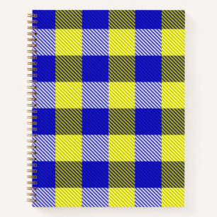 Blue Yellow Gingham Karo Design Notizbuch