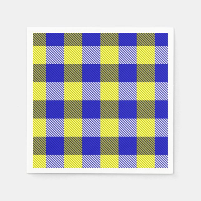 Blue Yellow Gingham Karo Design Serviette (Vorderseite)