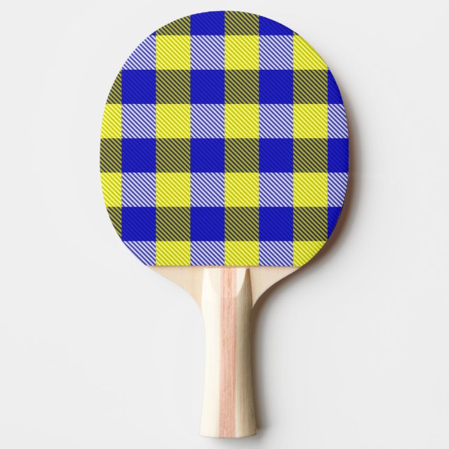Blue Yellow Gingham Karo Design Tischtennis Schläger (Vorderseite)